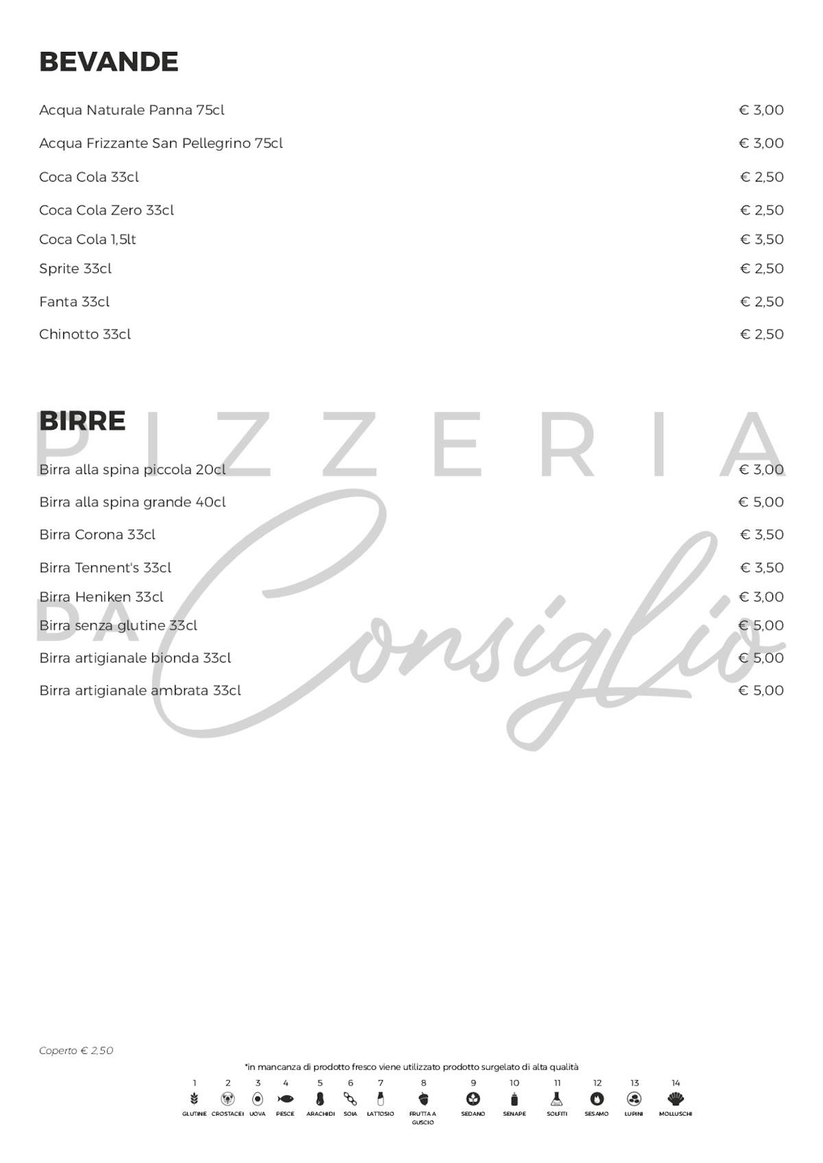 Menu di Pizzeria Da Consiglio 
