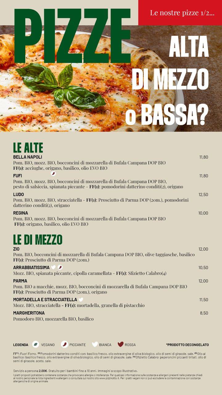 Menu di Pizzikotto - Pizzeria & Lifferia - Verona 