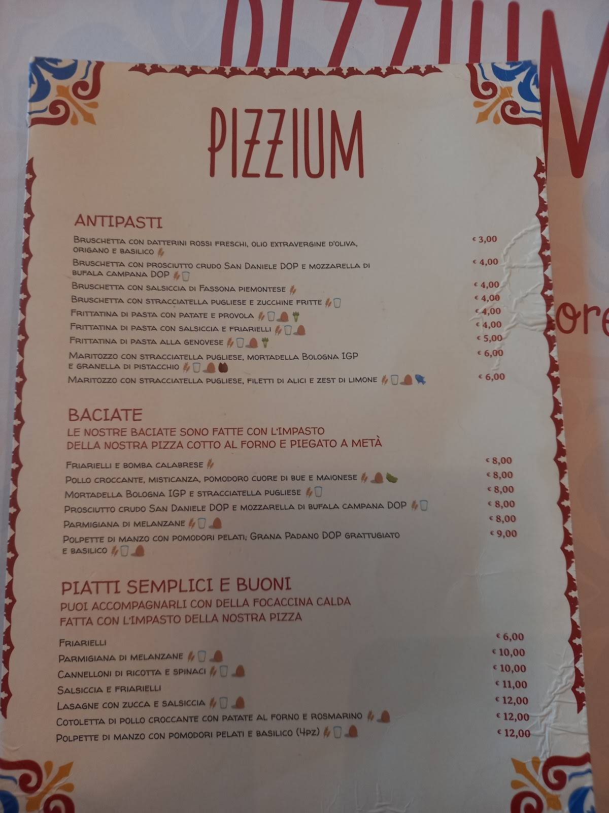 Menu di Pizzium - Genova Corso Sardegna 