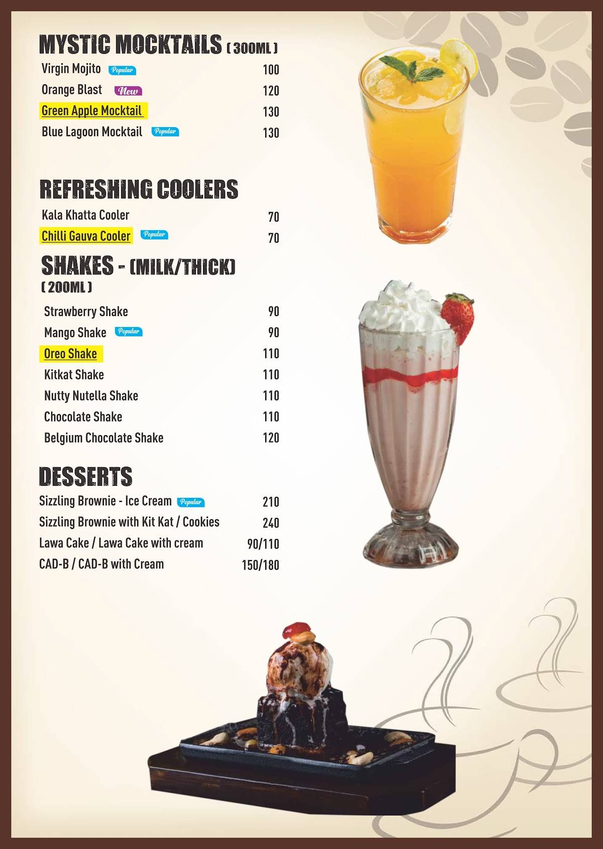 Pokket Café Karad [Biggest Café In Karad] menu