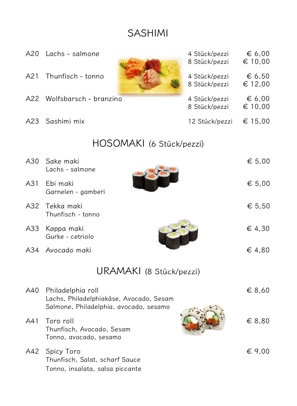 Menu di Prospero - Ristorante Cinese Giapponese 
