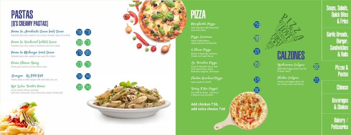 Q Bistro Café and Patisserie menu