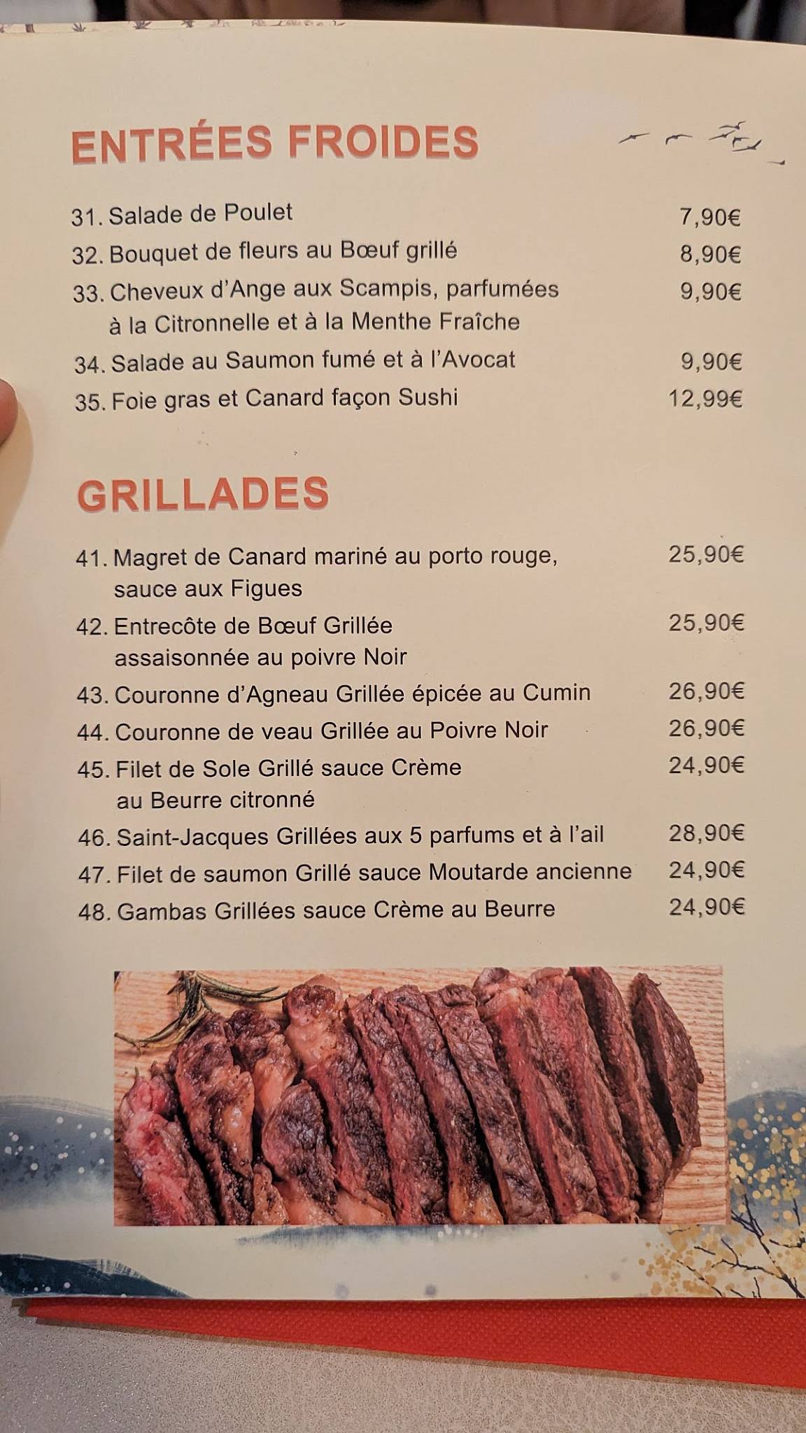 Menu de QingDao