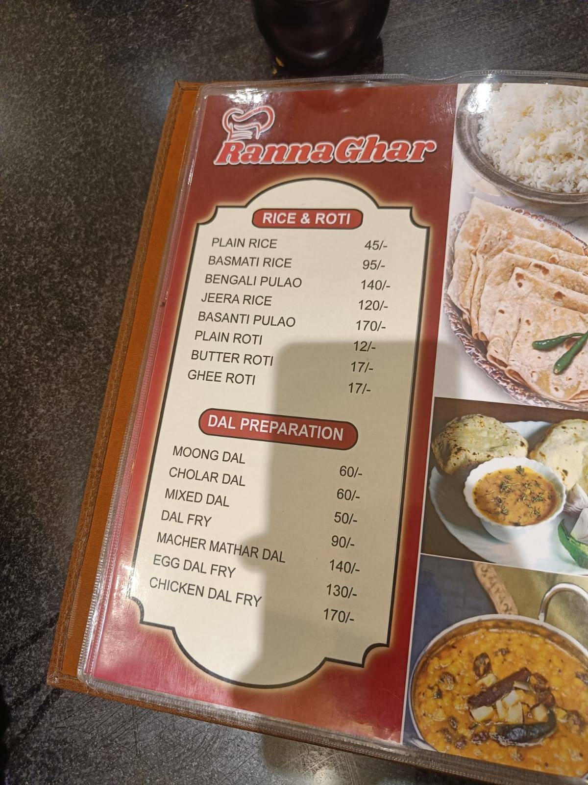 RANNA GHAR menu