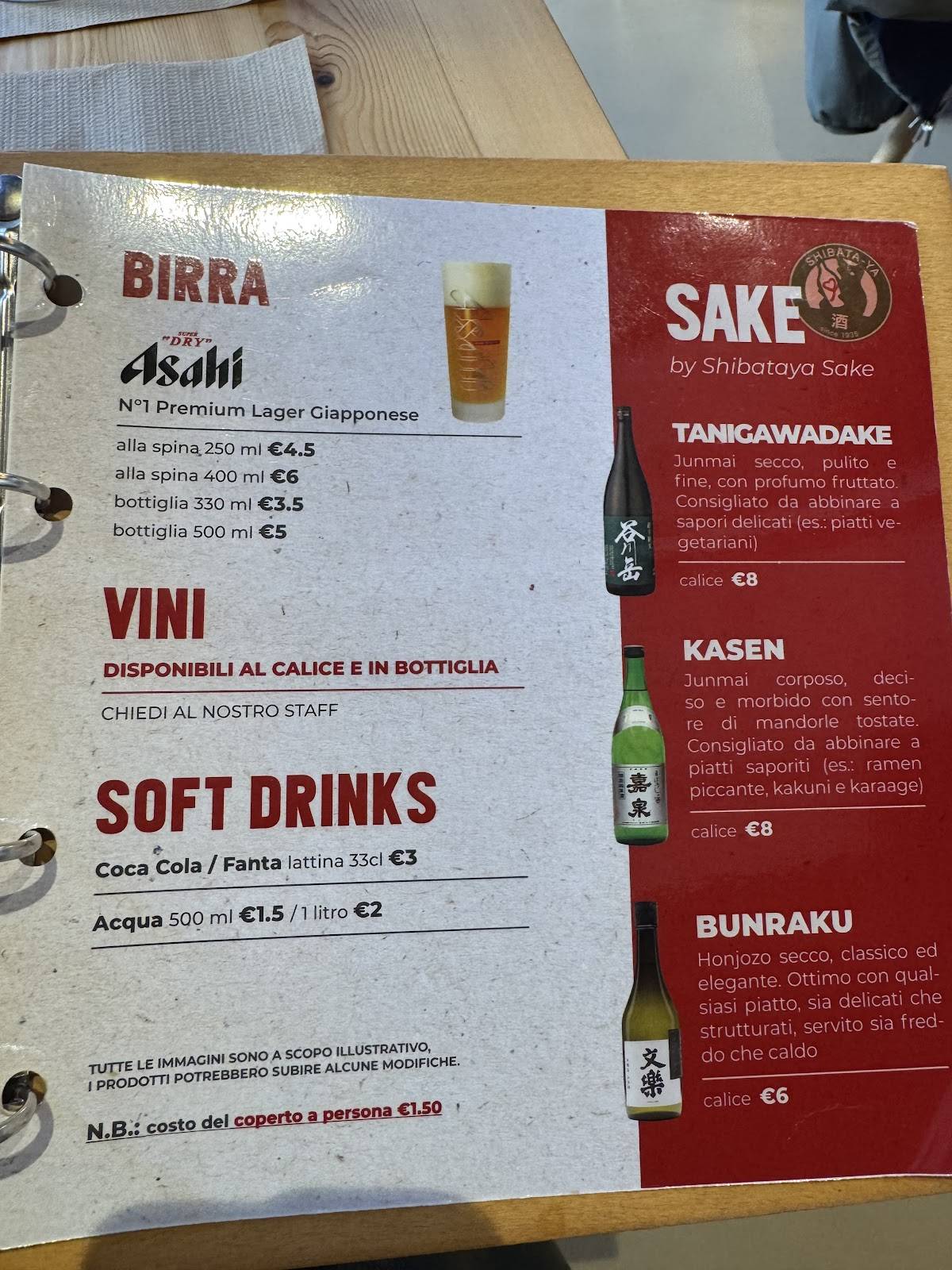 Menu di Ramen Bar Akira - Brescia S. Faustino 