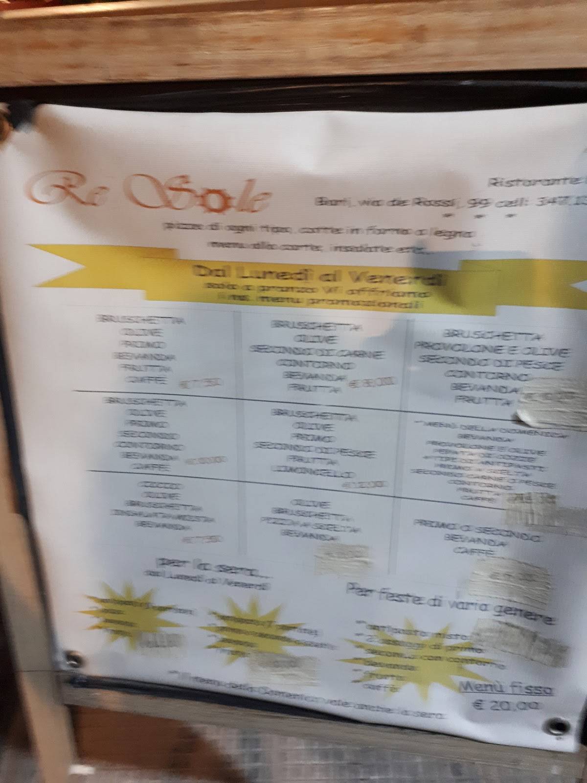 Menu di Re Sole 