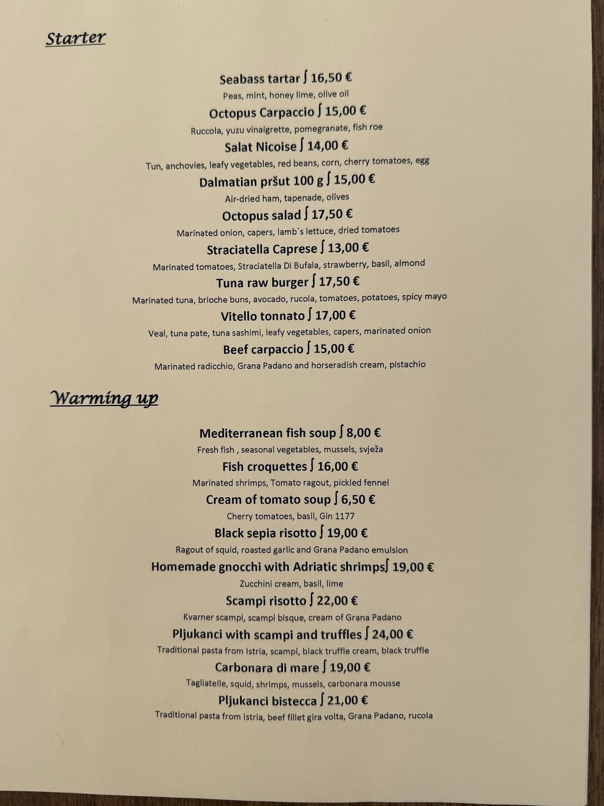 Menu di Residence & Restaurant Astoria 