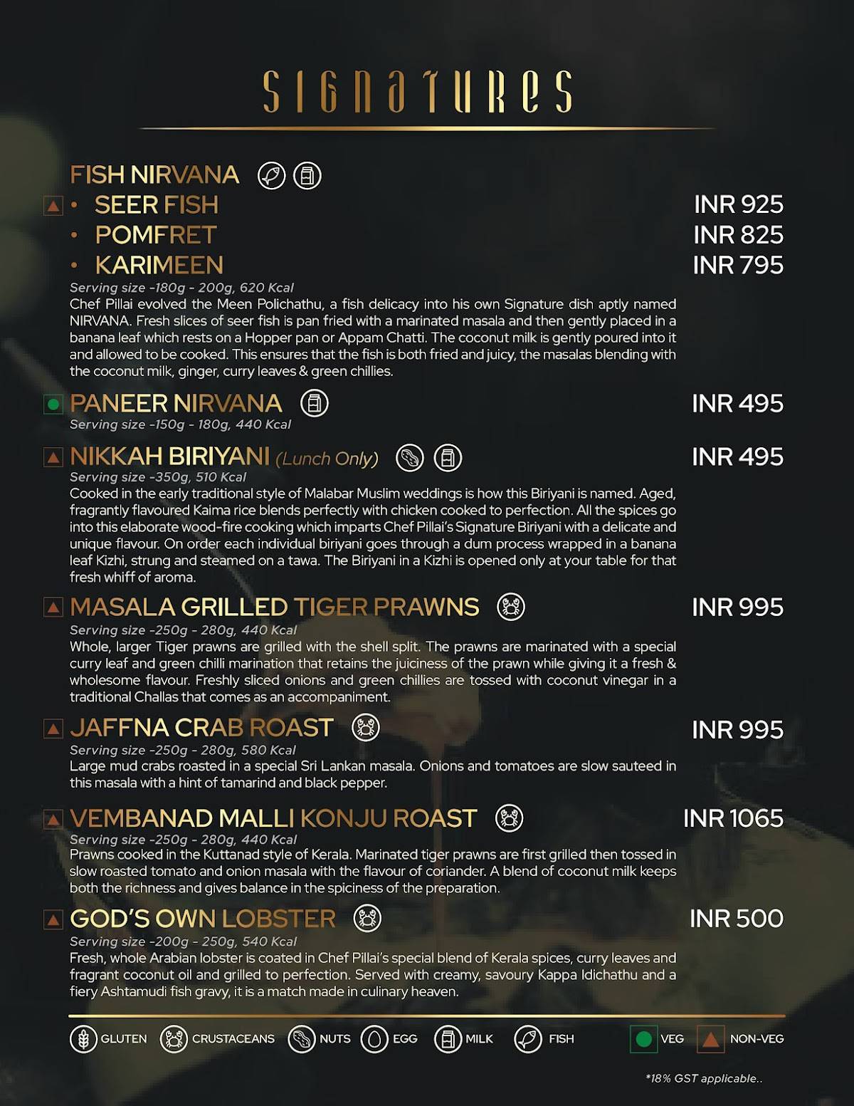 Restaurant Chef Pillai Kochi menu