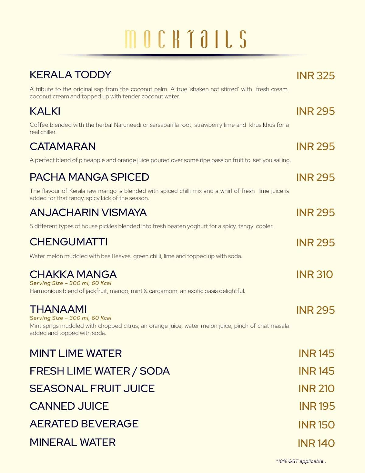 Restaurant Chef Pillai Kochi menu