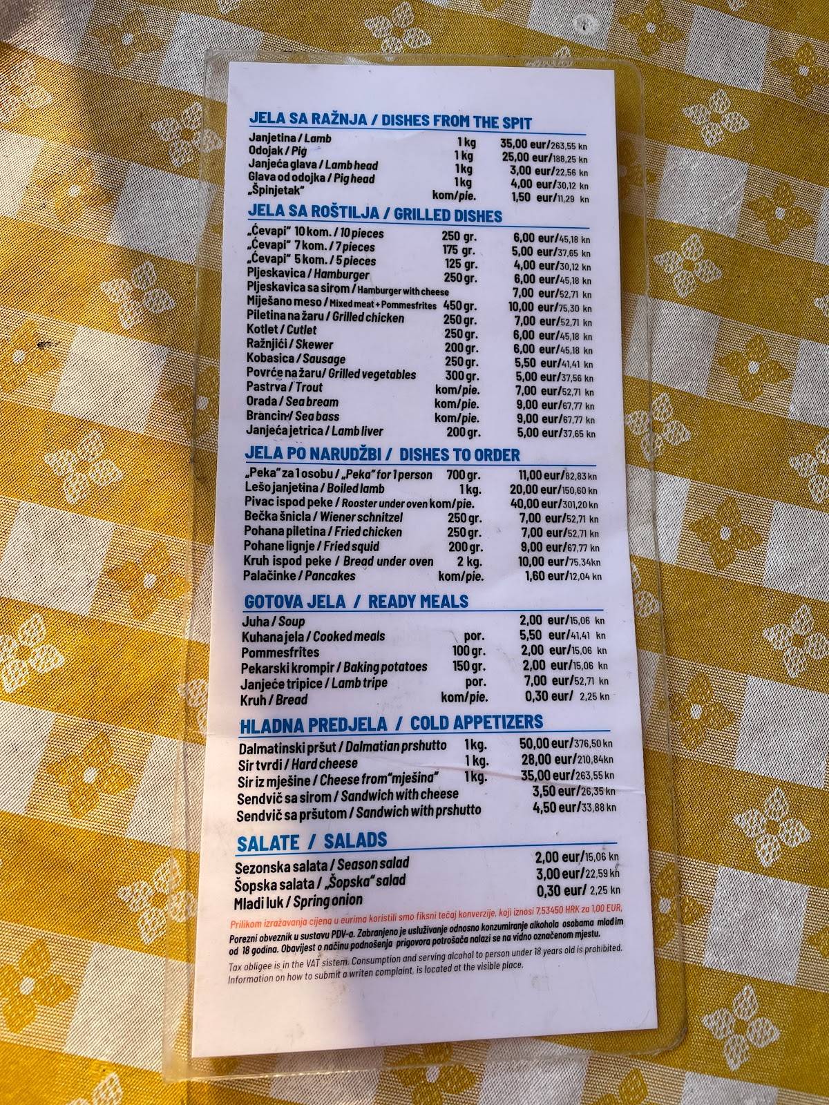 Menu di Restaurant "Kod Pere" 