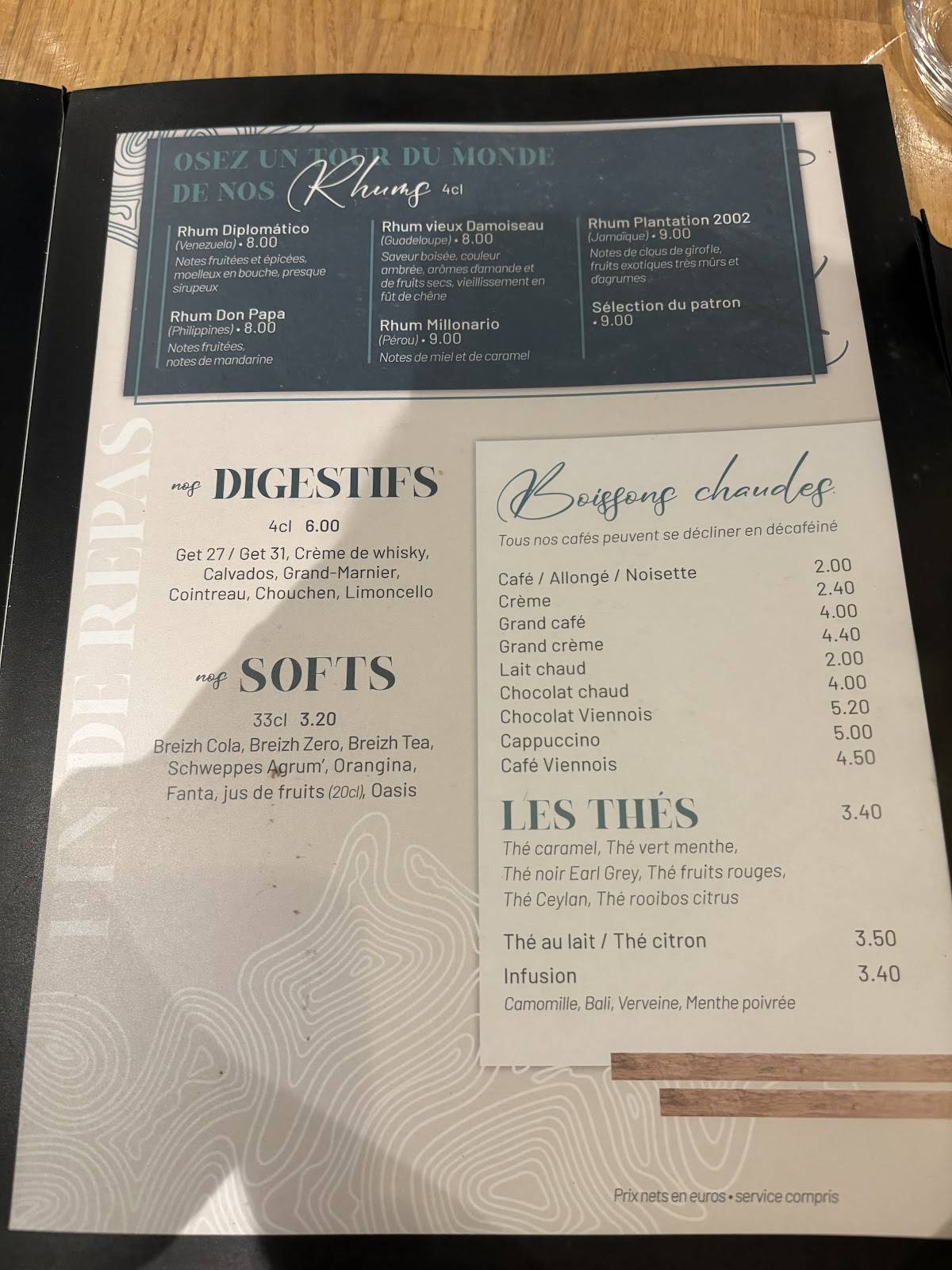 Menu de Restaurant Le Chantier