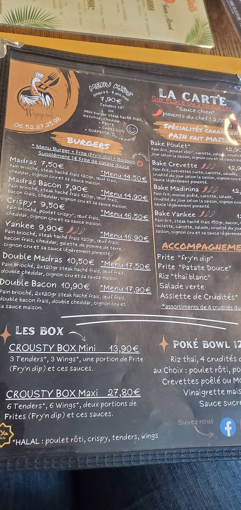 Menu de Restaurant Wapap Cook