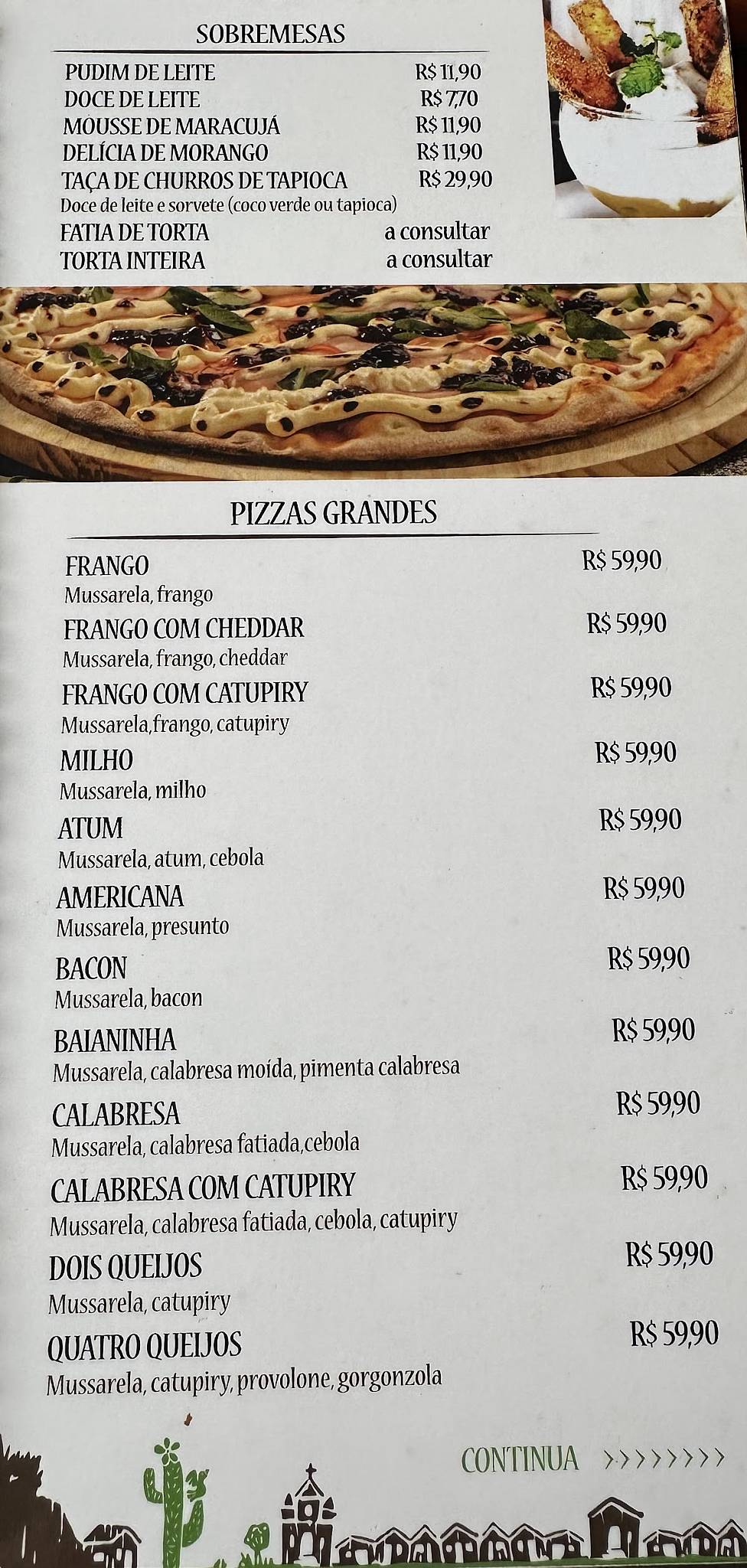 Restaurante Cantinho da Roça Artêmia Pires cardápio