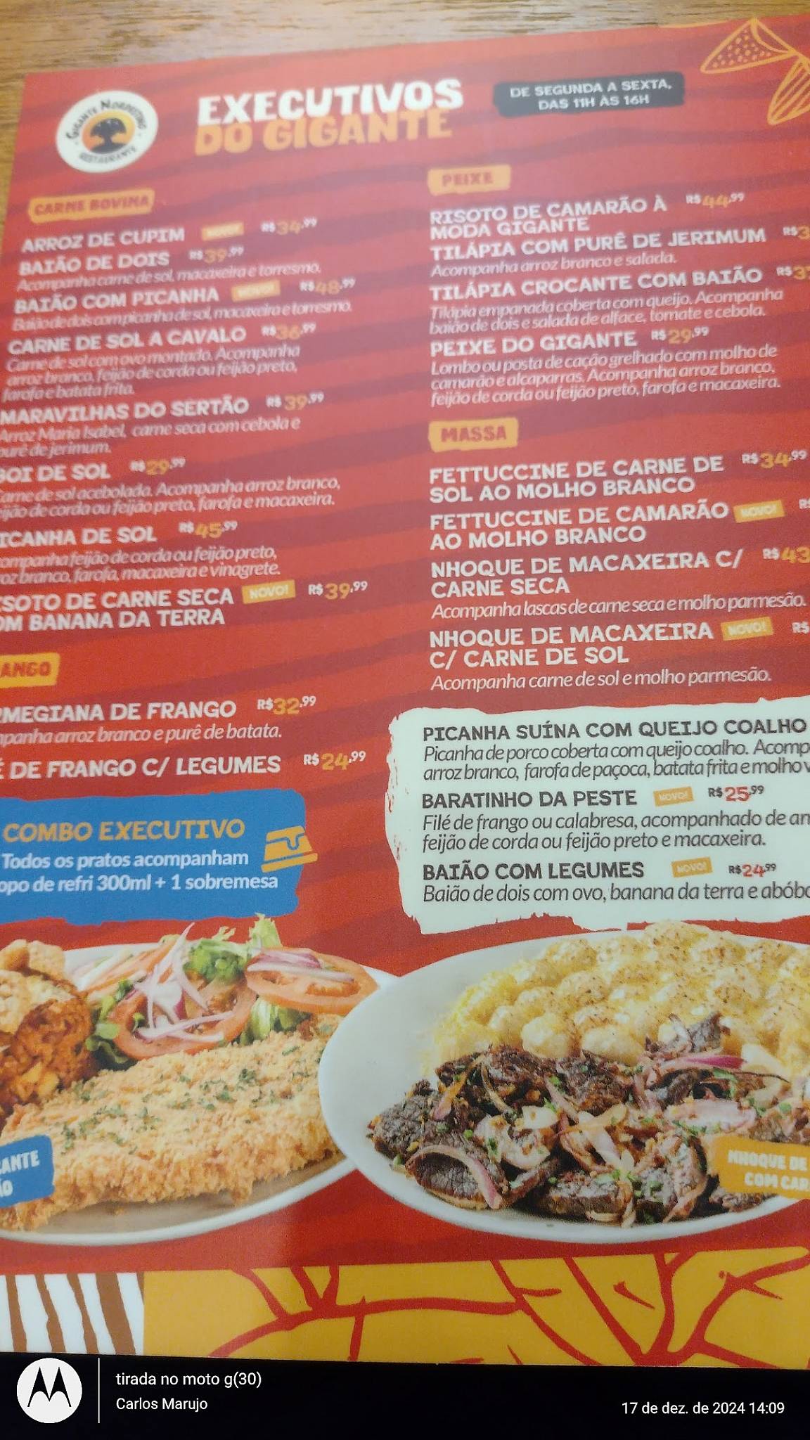 Restaurante Gigante Nordestino São Gonçalo Shopping cardápio