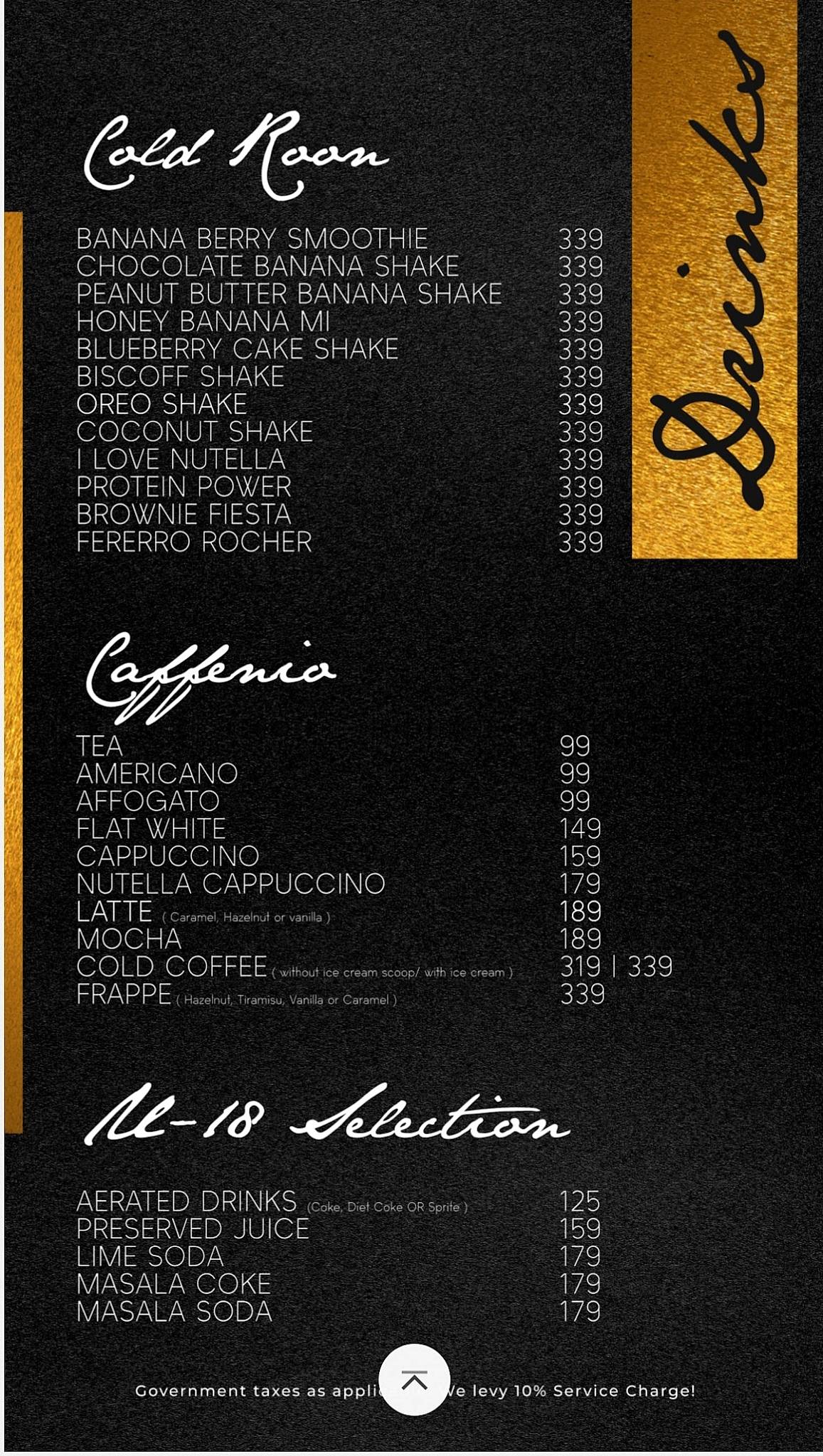 Retreat Drink N Dine menu