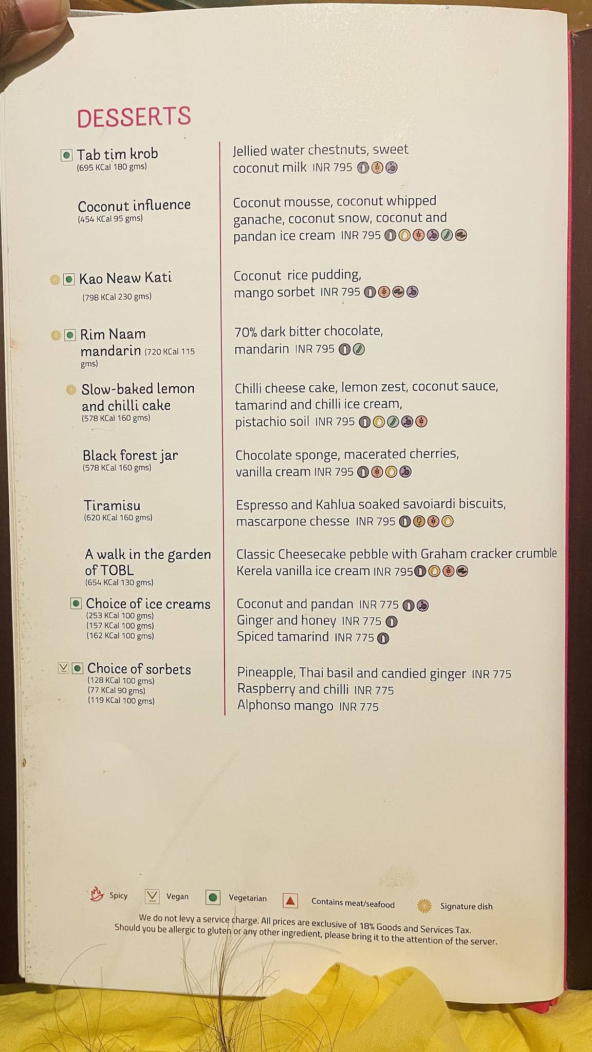 Rim Naam menu