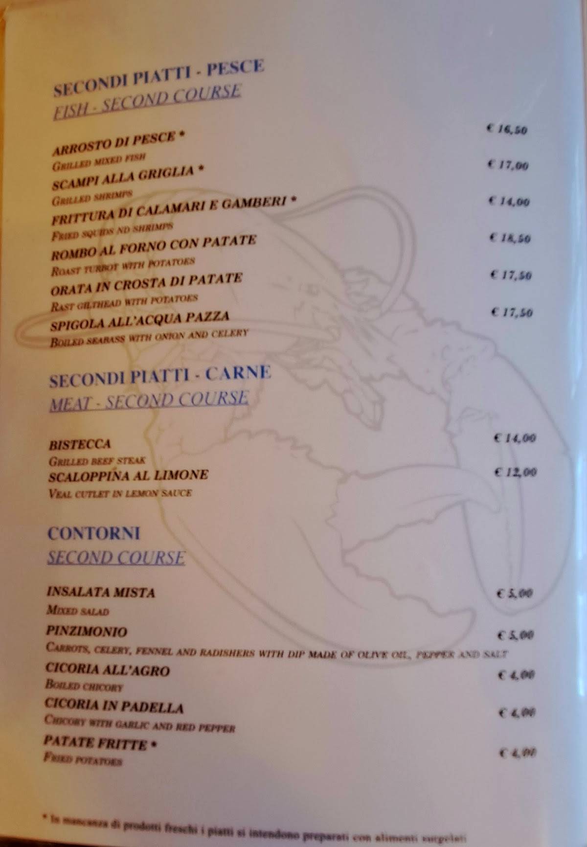 Menu di Ristorante Al Vecchio Mulino 