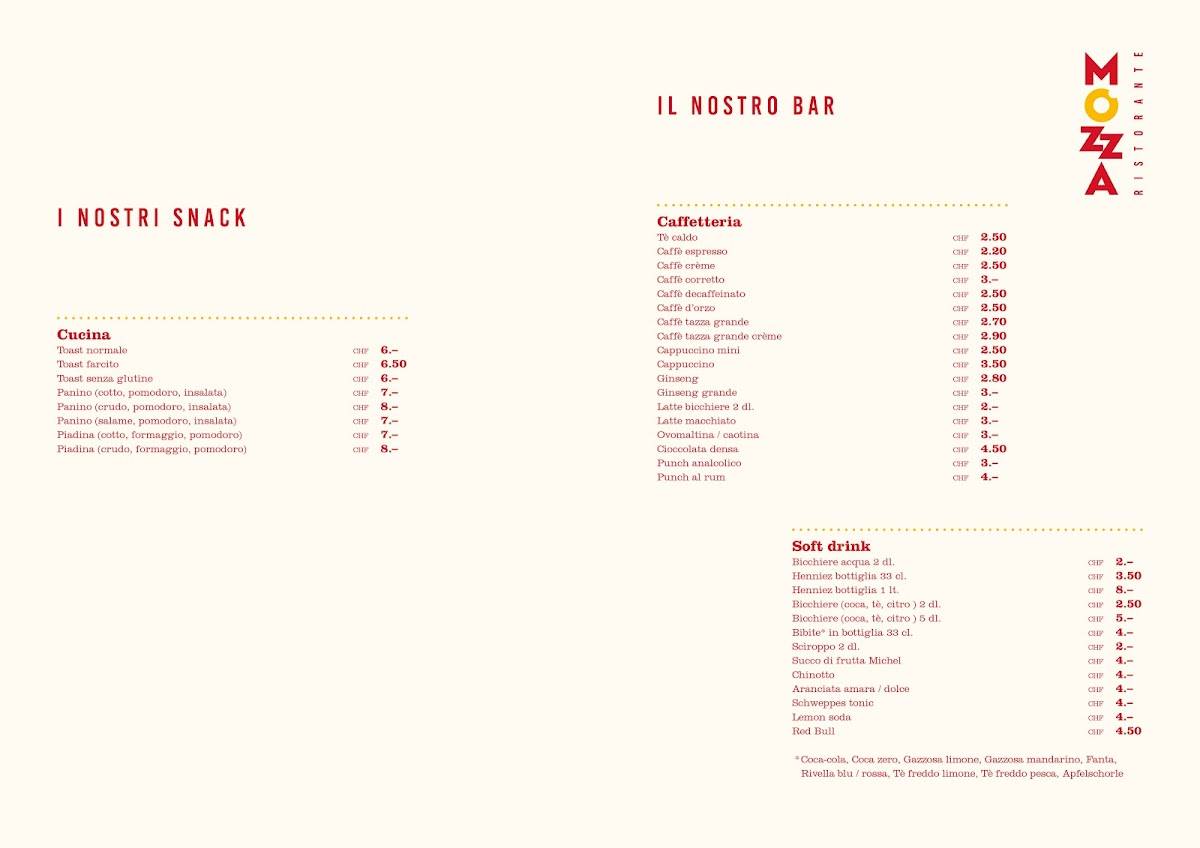 Menu di Ristorante-Bar Mozza 