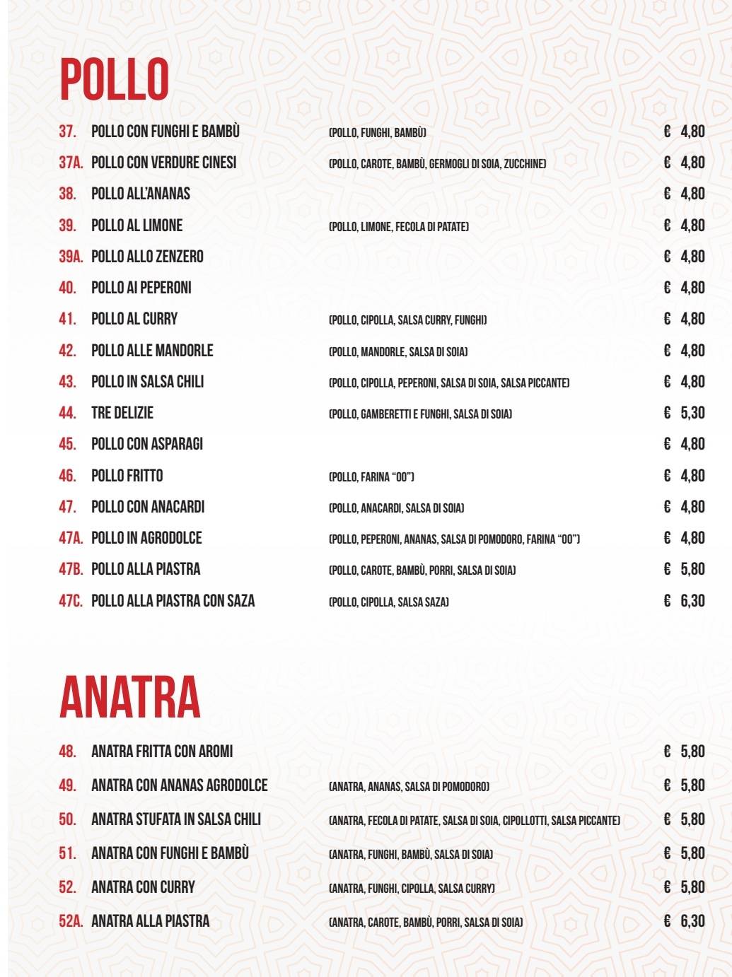 Menu di Ristorante cinese ASIA 