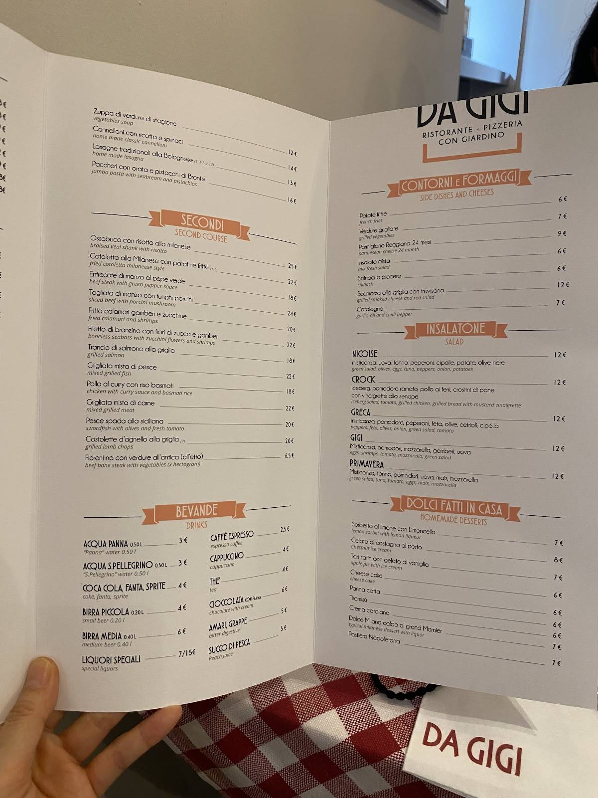 Menu di Ristorante Da Gigi 