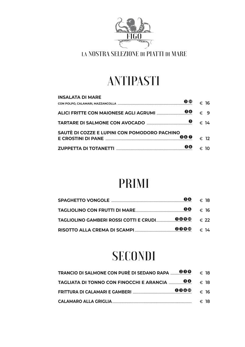Menu di Ristorante Figo Nomentana 