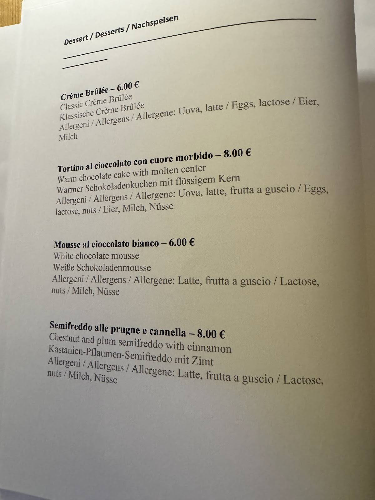 Menu de Ristorante Il Ritratto di Aldo Tiboni