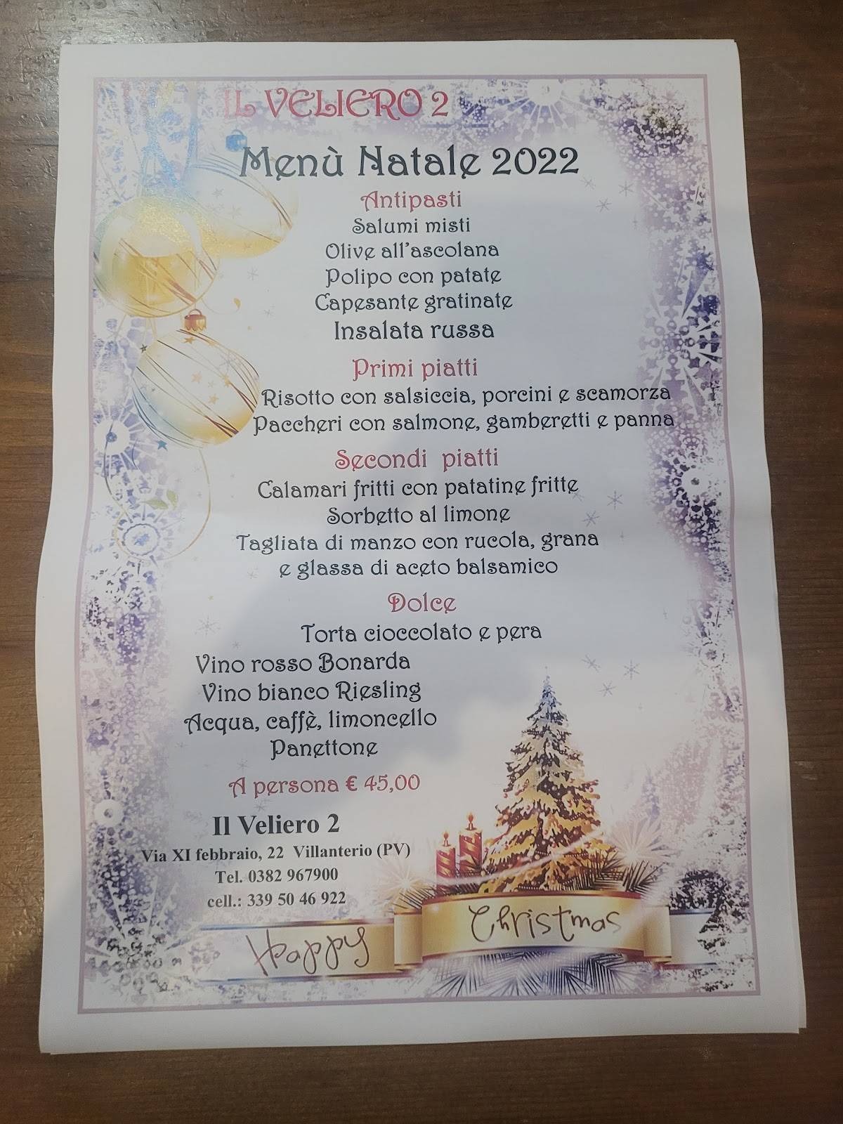 Menu di Ristorante Il Veliero 2 