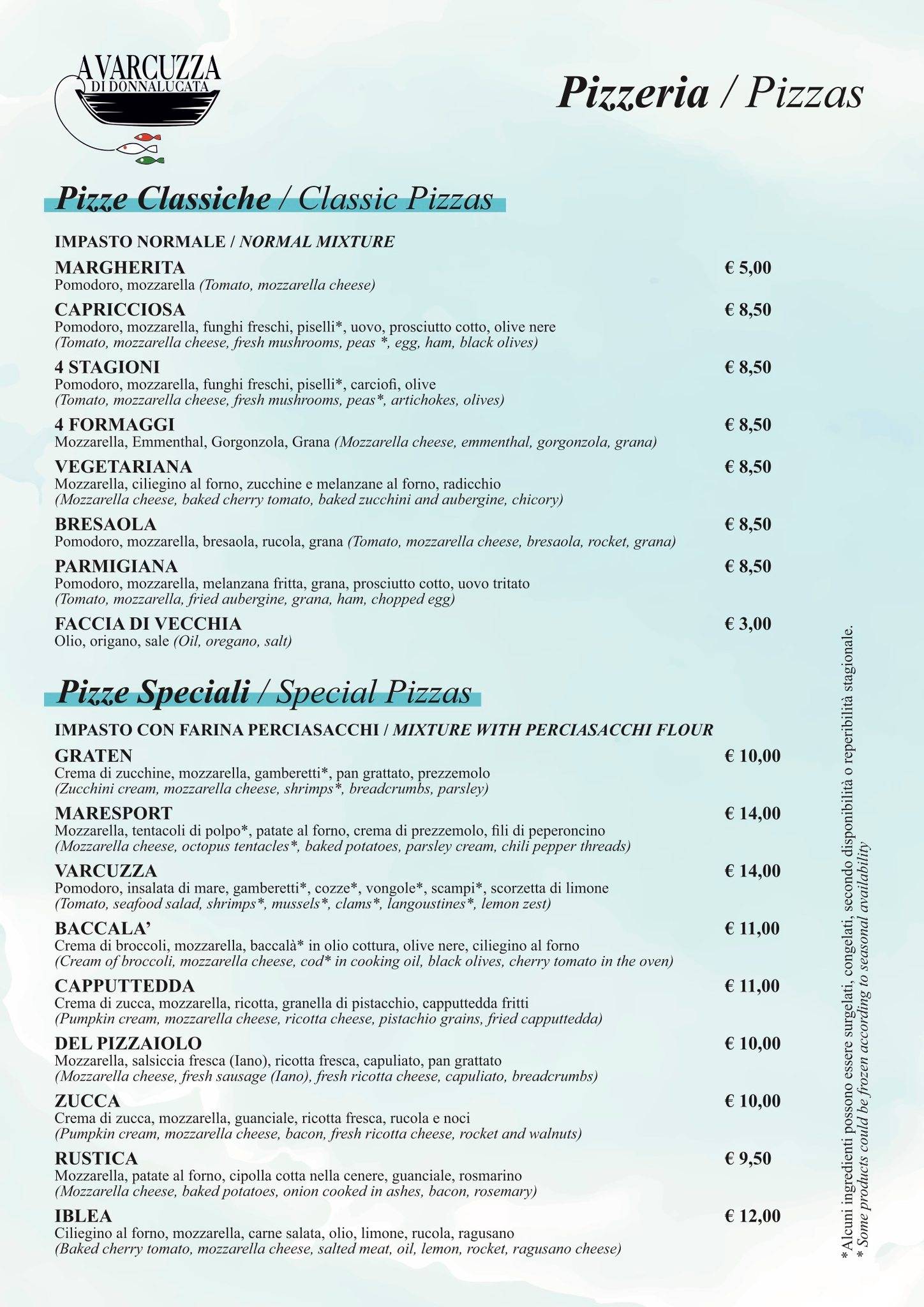 Menu di Ristorante Pizzeria "A Varcuzza" 