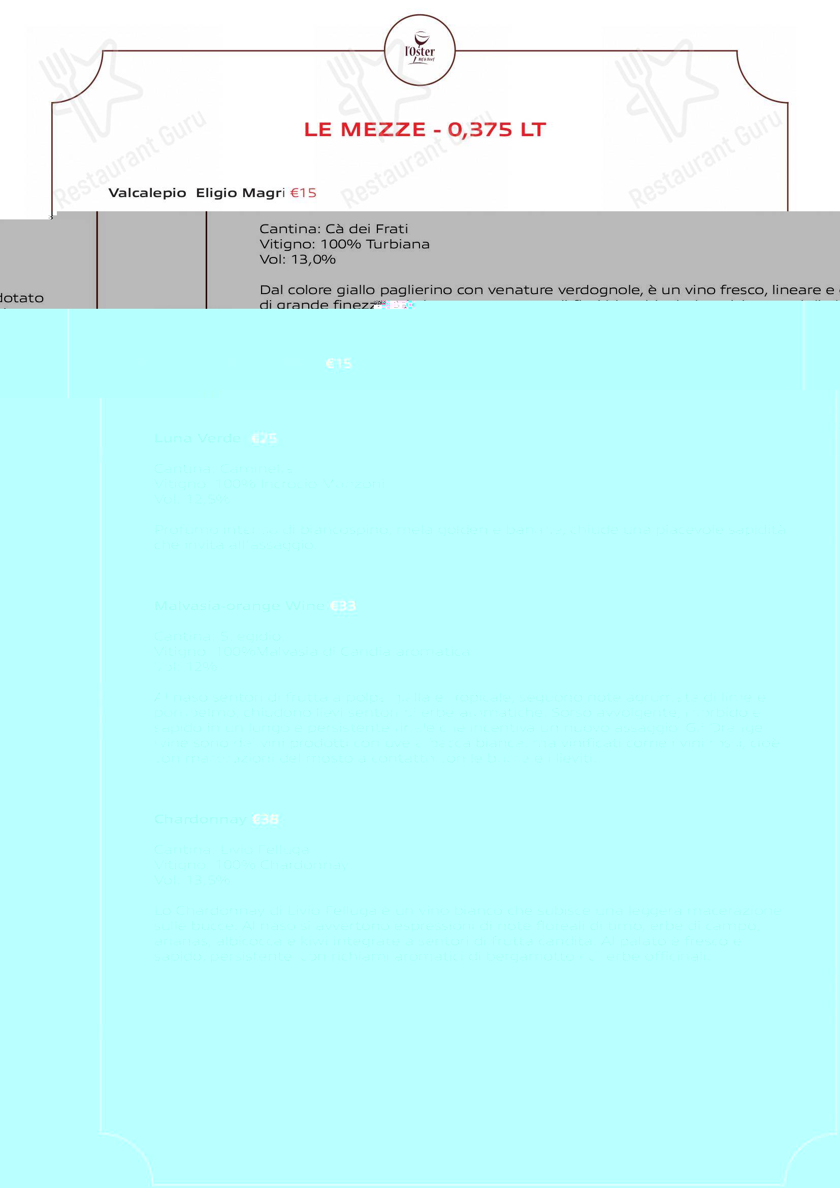 Крафт меню per L'Oster Bif & Beef Restaurant ristorante