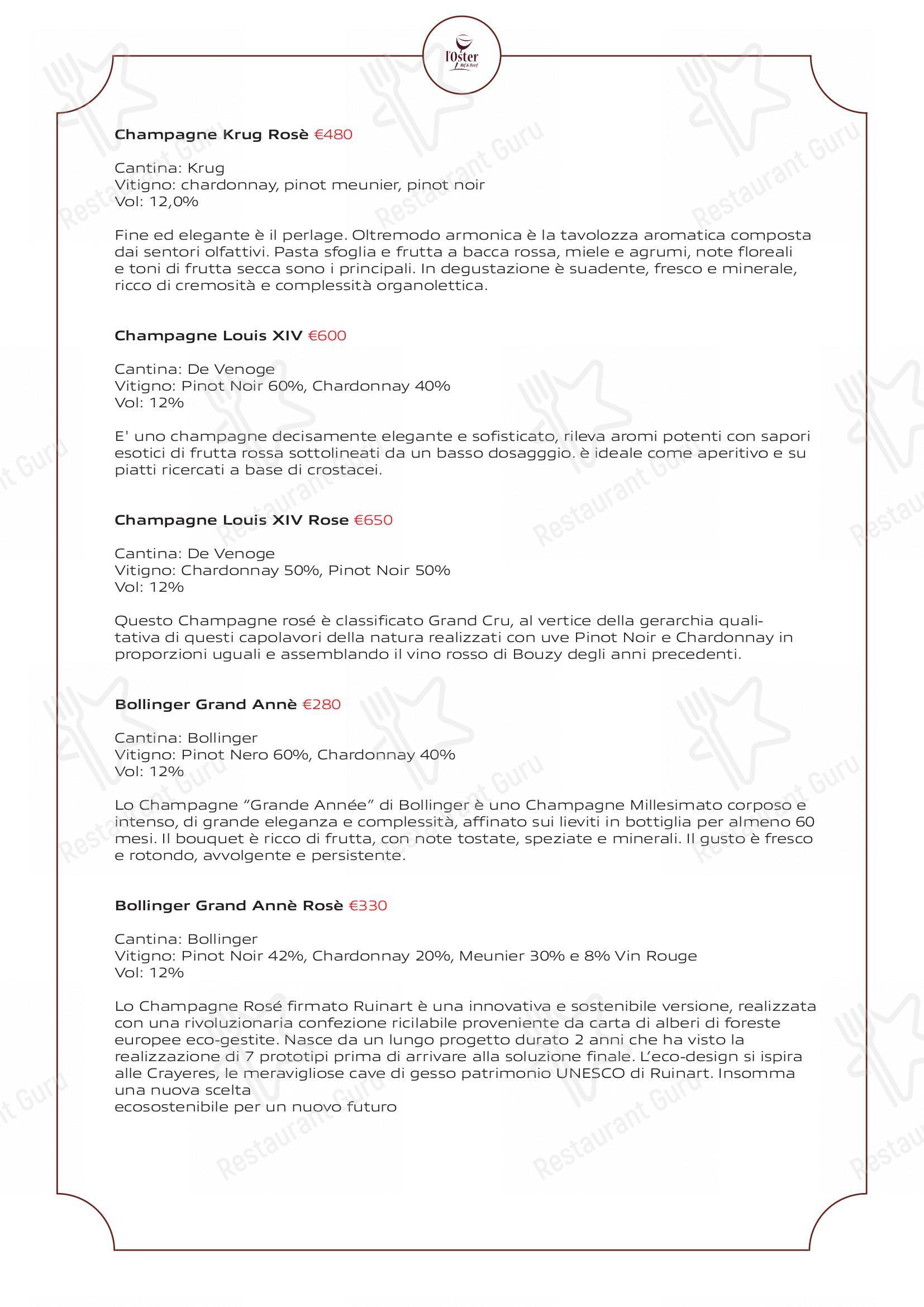 Menu di L'Oster Bif & Beef Restaurant - Крафт меню