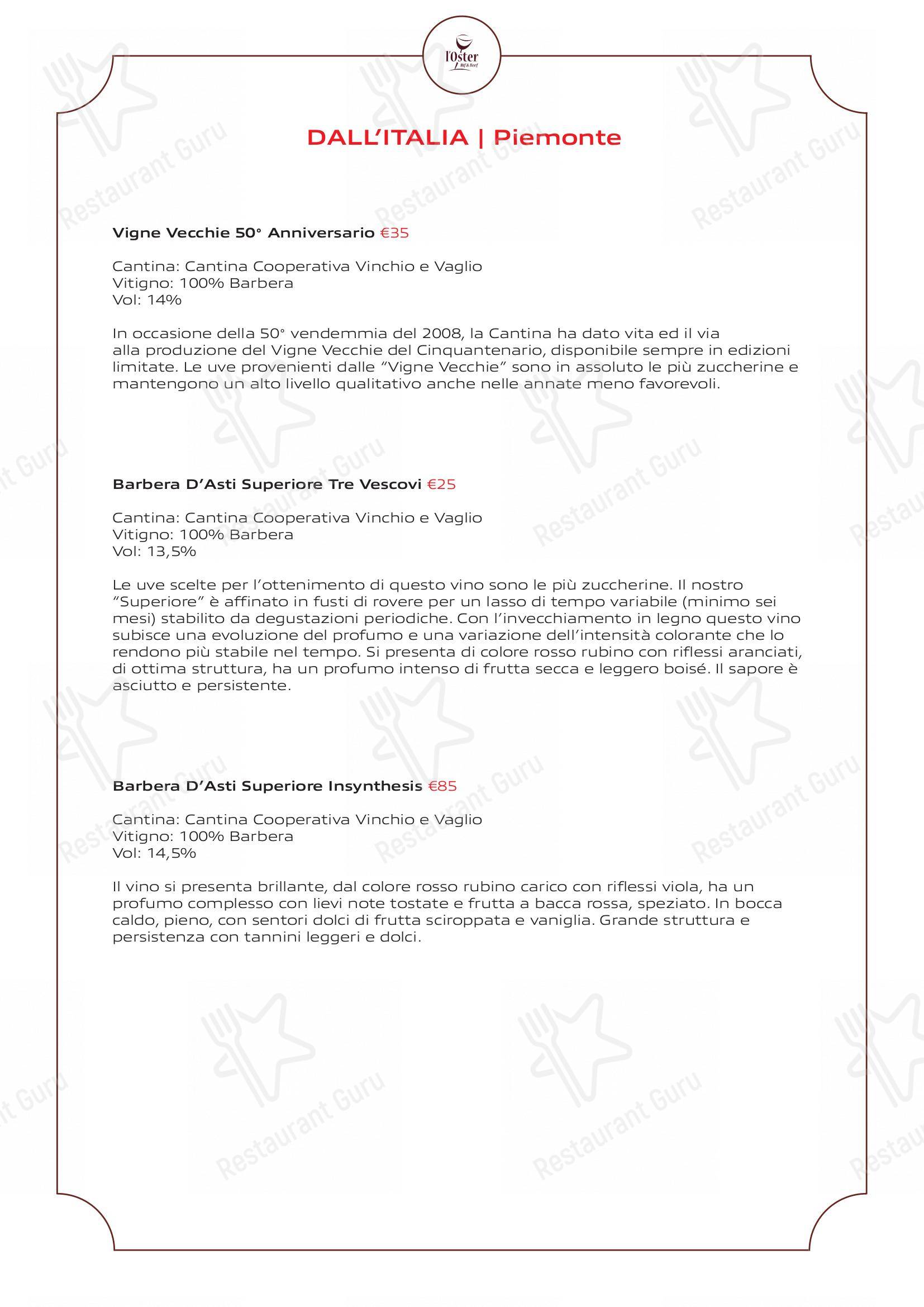 Menu di L'Oster Bif & Beef Restaurant - Крафт меню