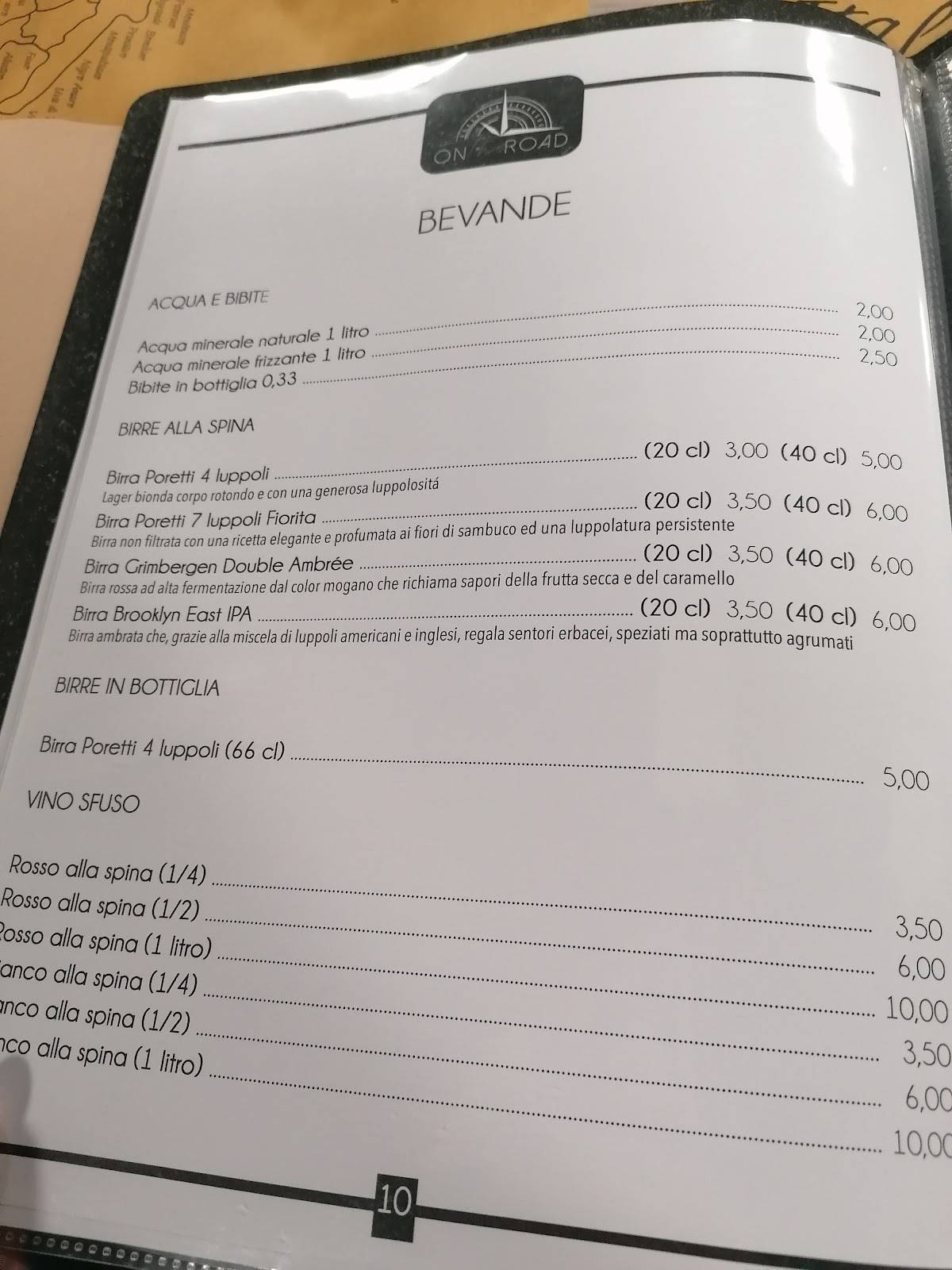 Menu di Ristorante Pizzeria On The Road 