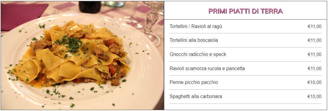 Menu di Ristorante Pizzeria Piazza Ricci 