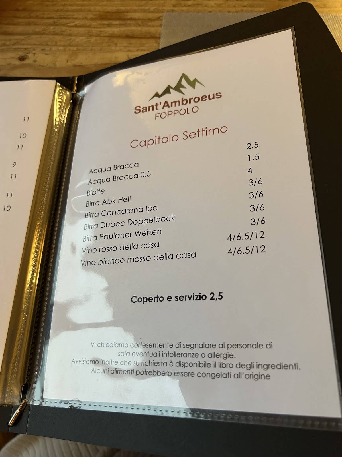 Menu di Ristorante Sant'Ambroeus 