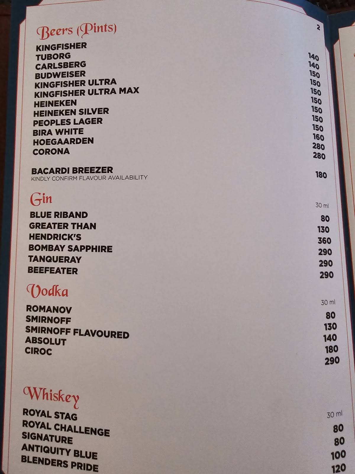 Ritz Classic Margao menu