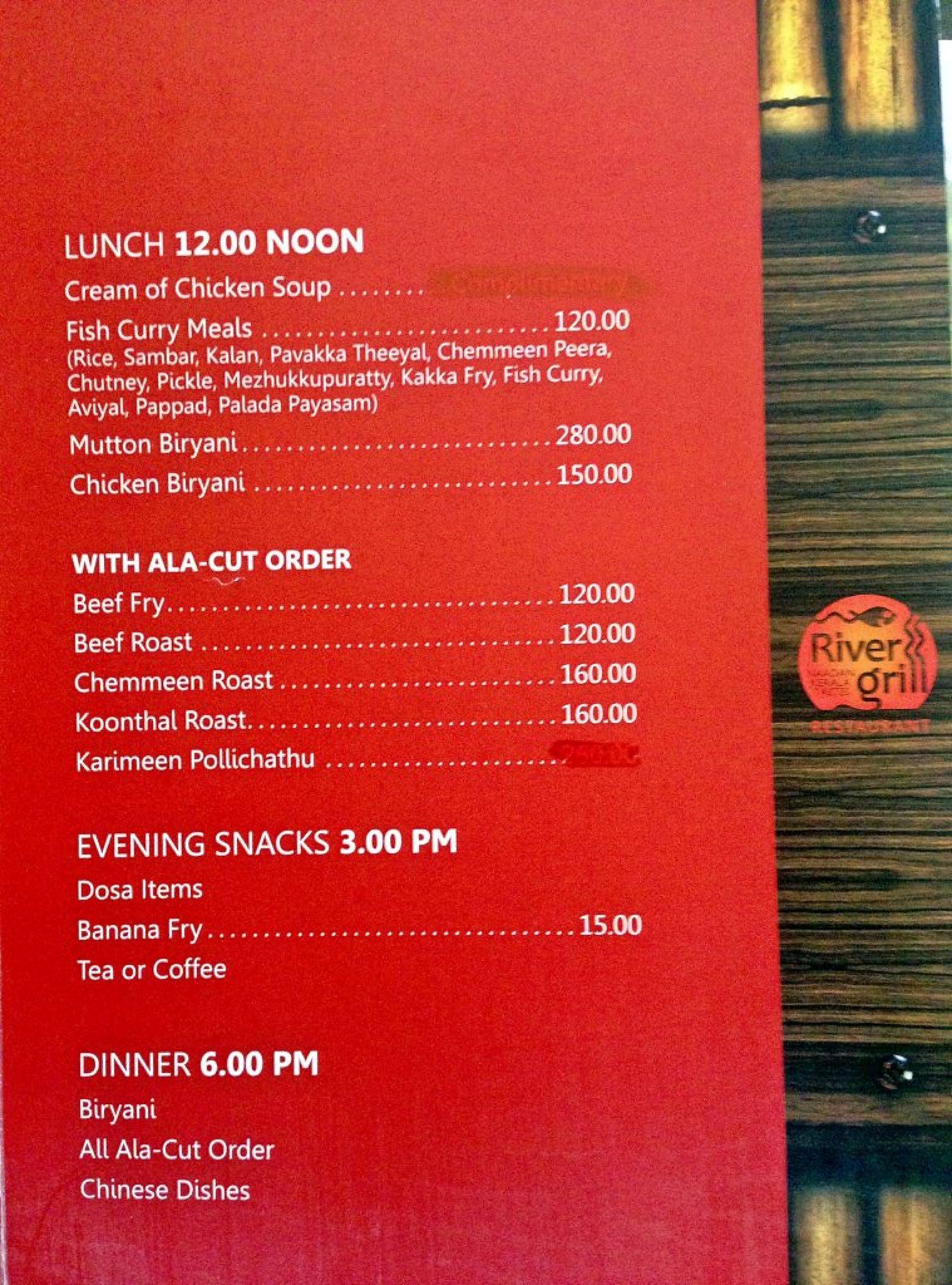 River Grill menu
