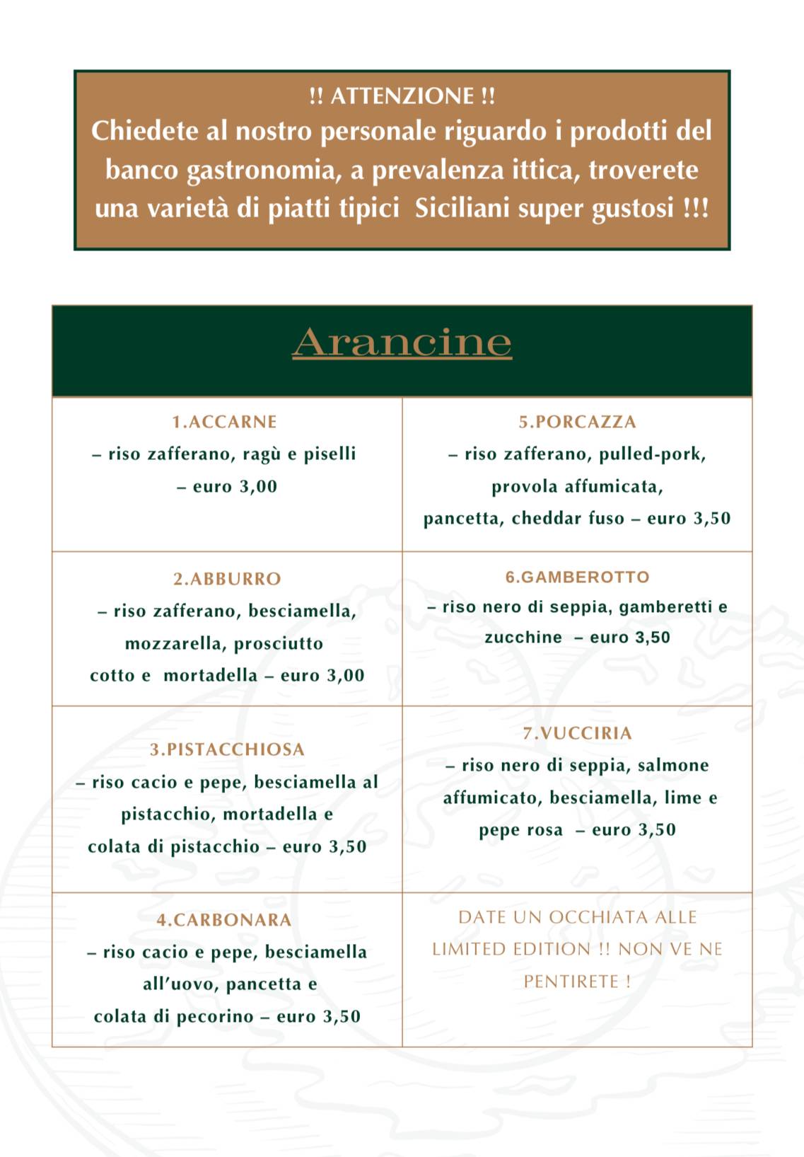 Menu di Rosticceria I Mori 