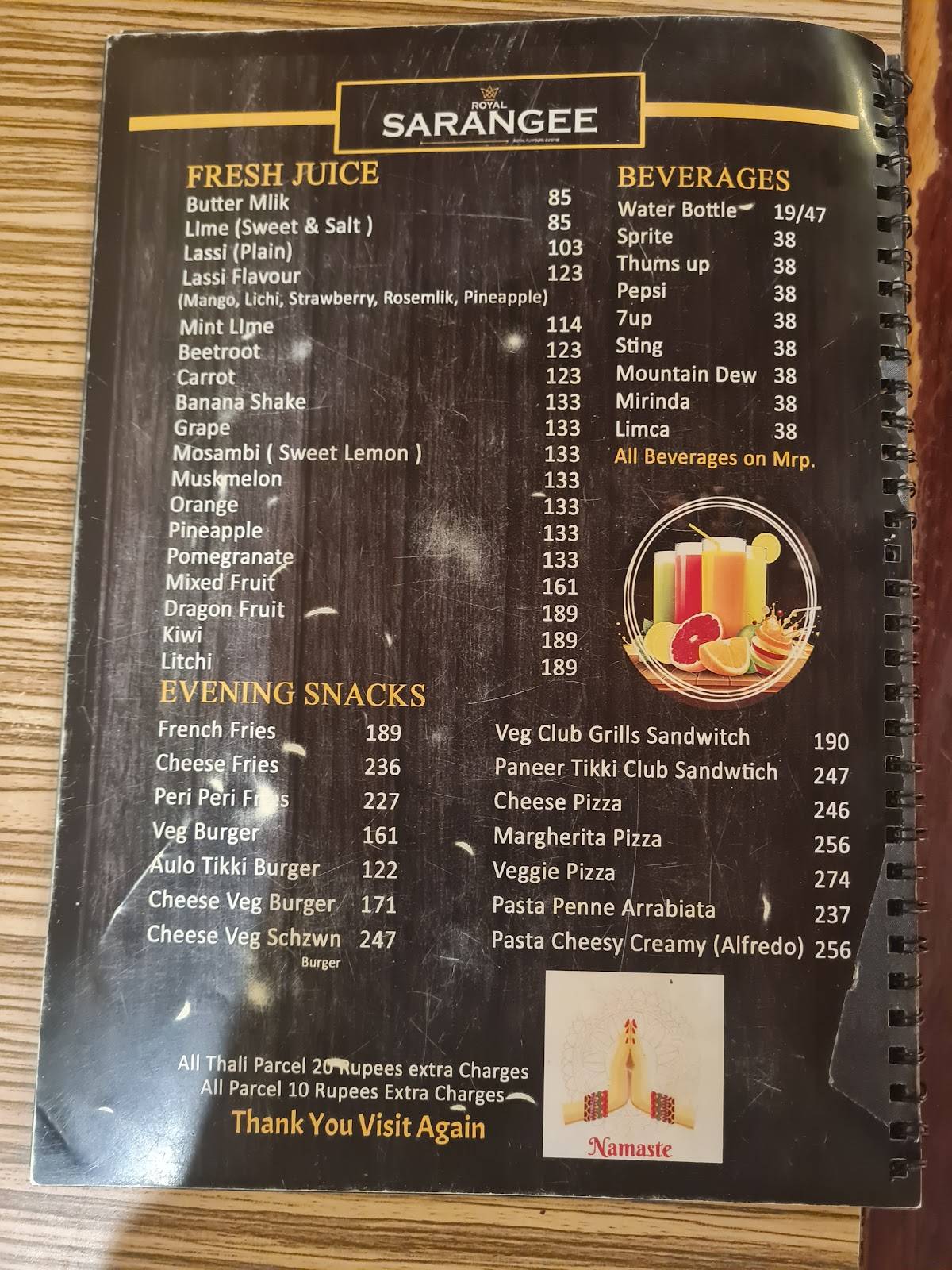 Royal Sarangee Family Restaurant menu