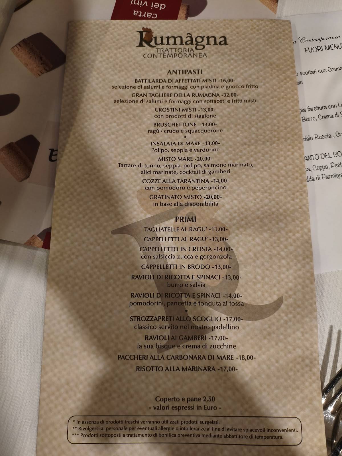 Menu di Rumagna Trattoria Contemporanea 