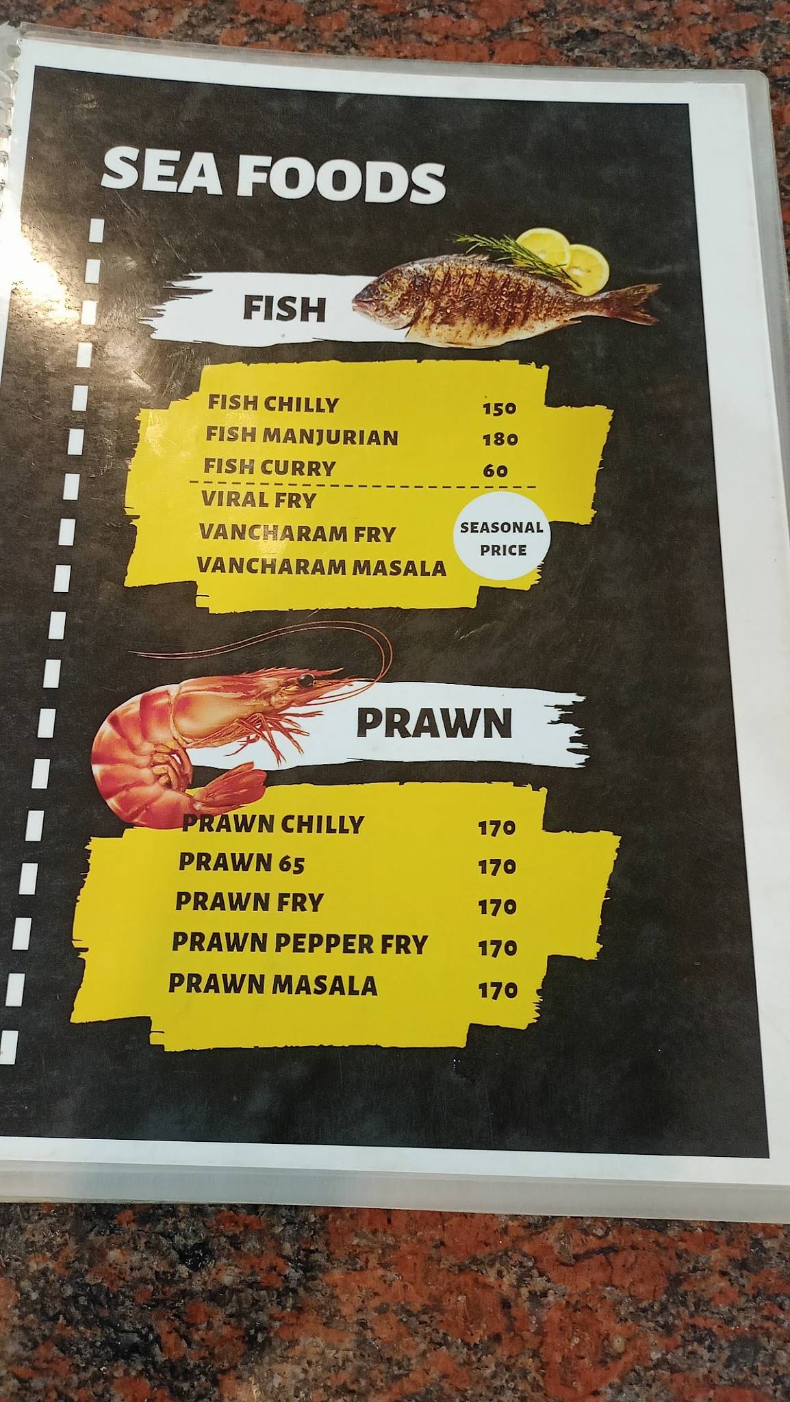 SS Family Restaurant menu