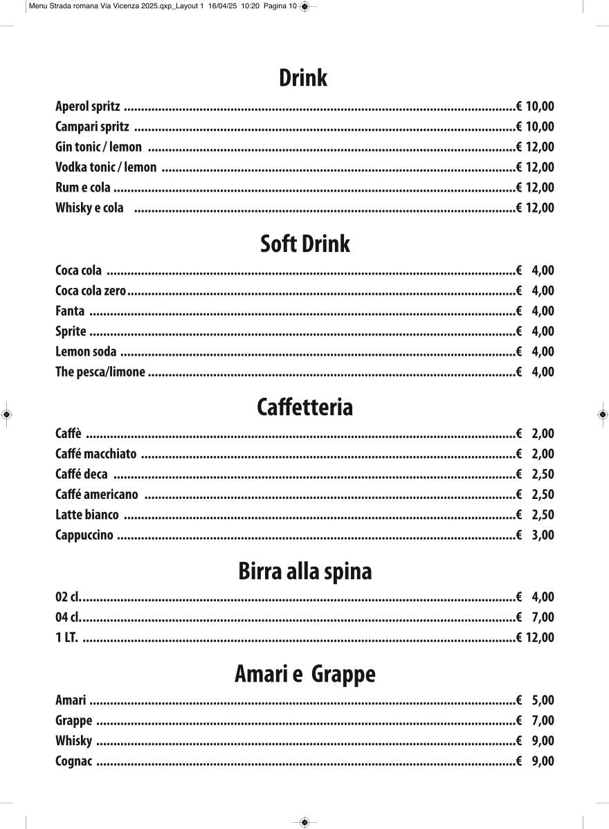 Menu di STRADAROMANA Restaurant 