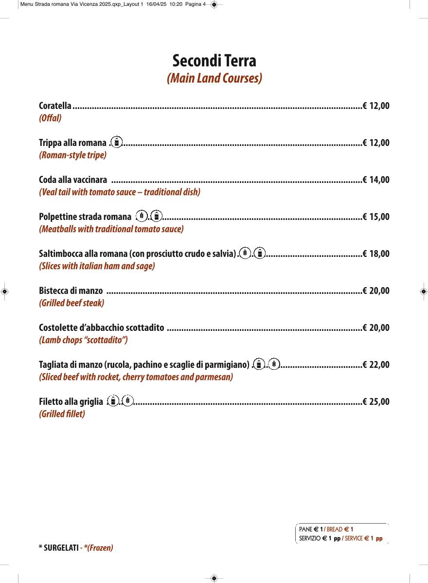 Menu di STRADAROMANA Restaurant 