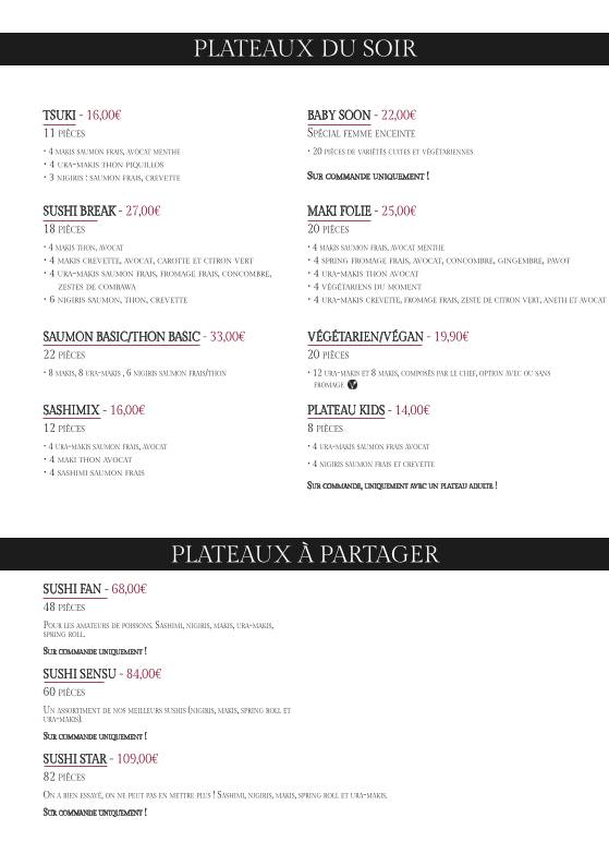 Menu de Sushi San Labenne