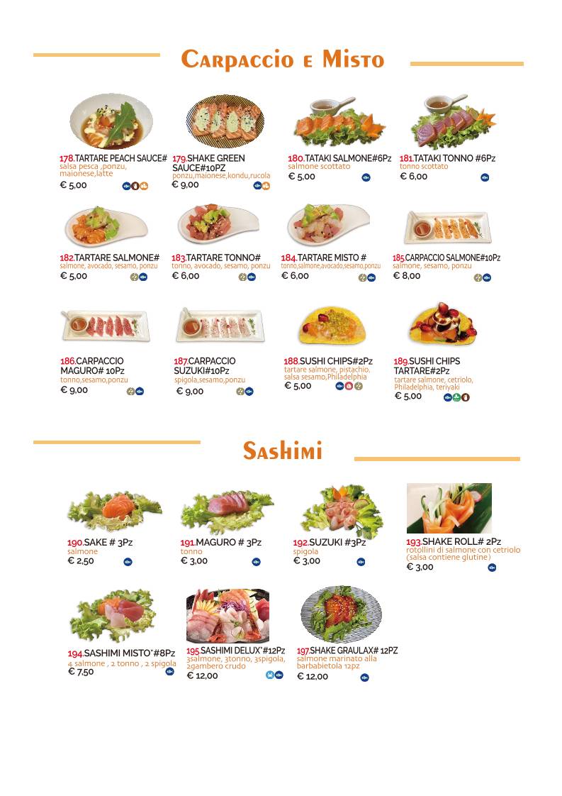 Menu di SUSHISSIMI 