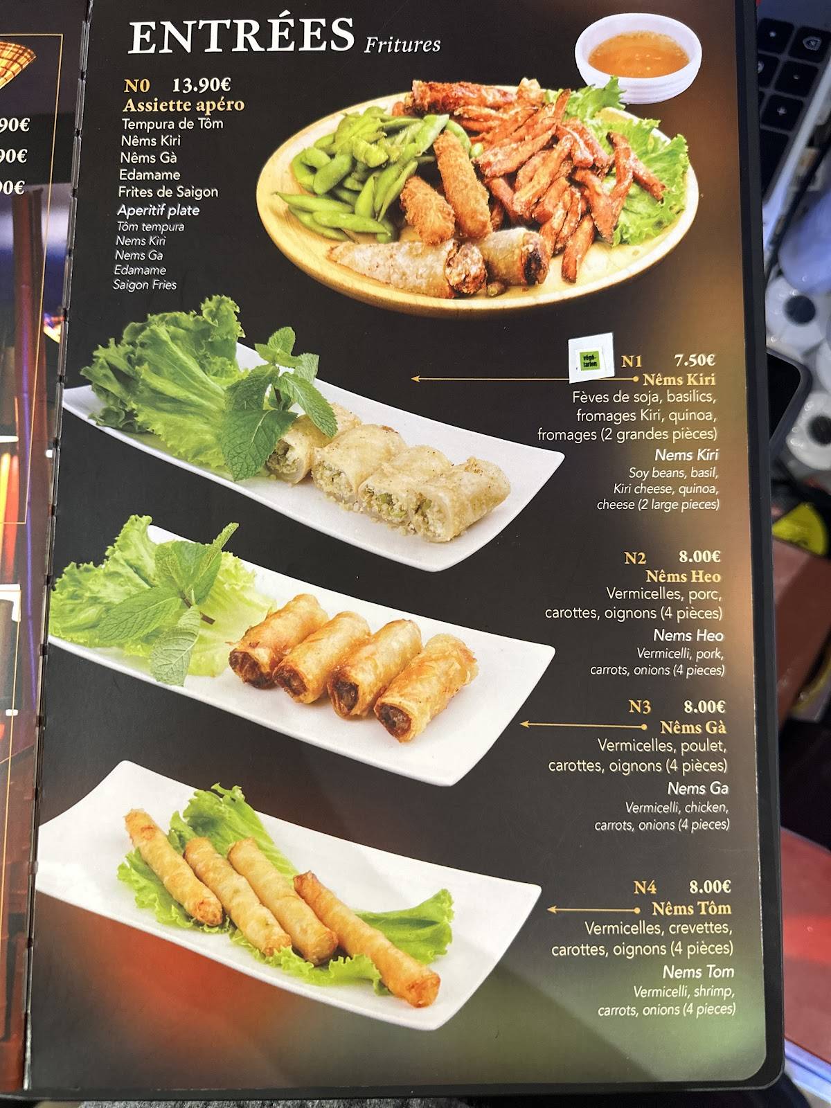 Menu de Saïgon Cà phê