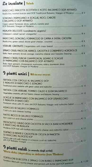 Saluti da Modena menu