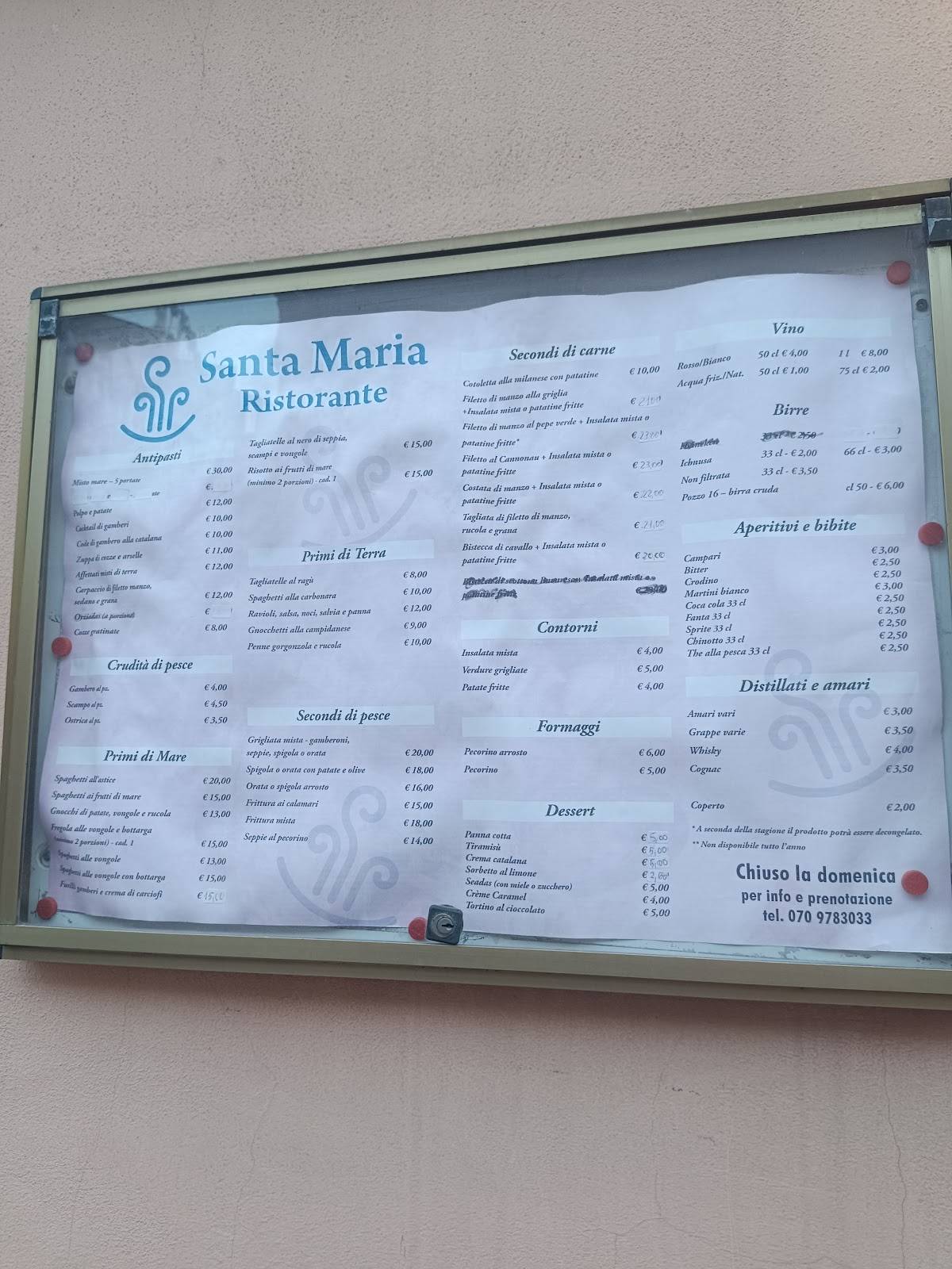 Menu di Ristorante Santa Maria 