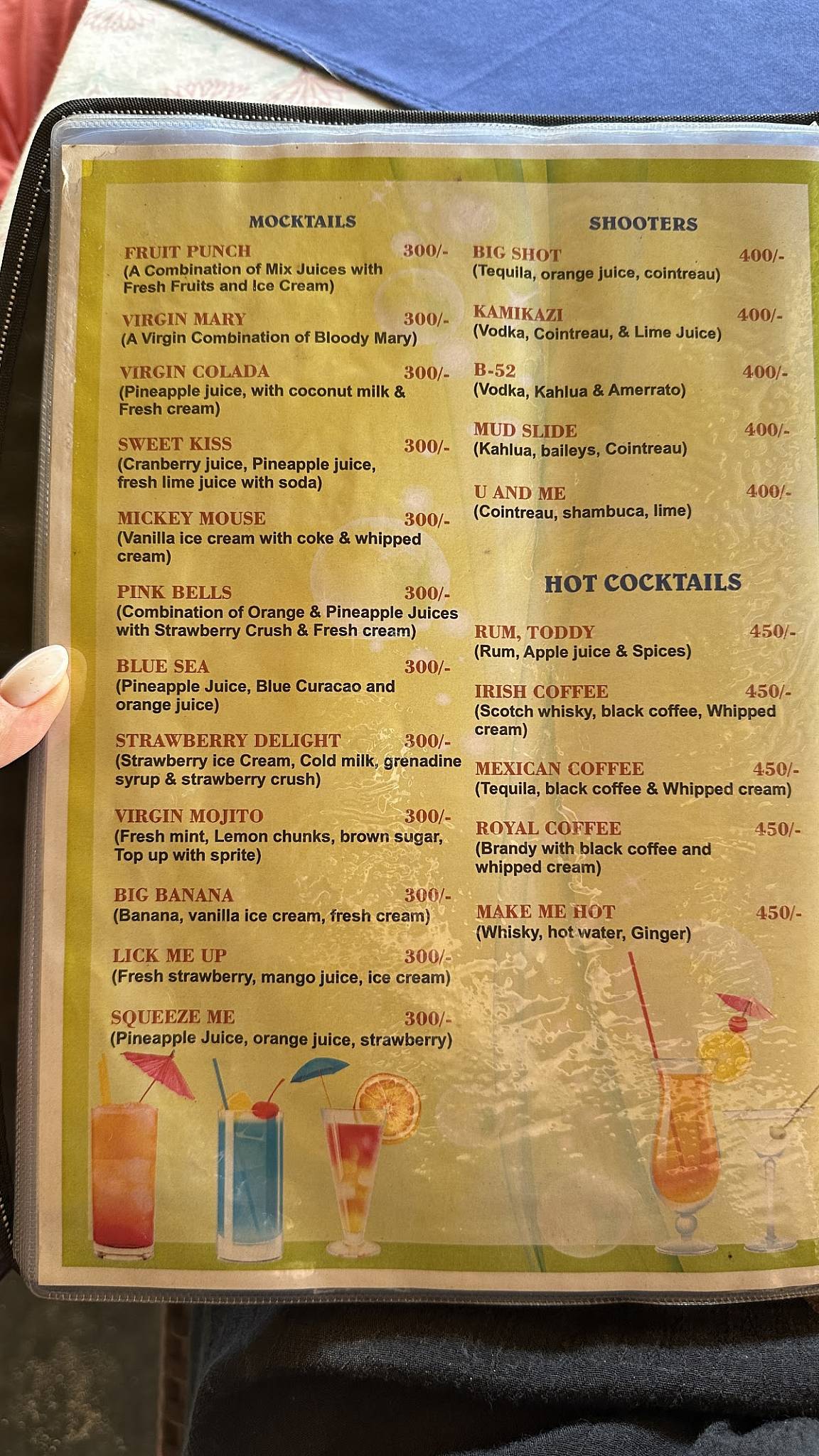 Sea Front Beach Huts Patnem menu