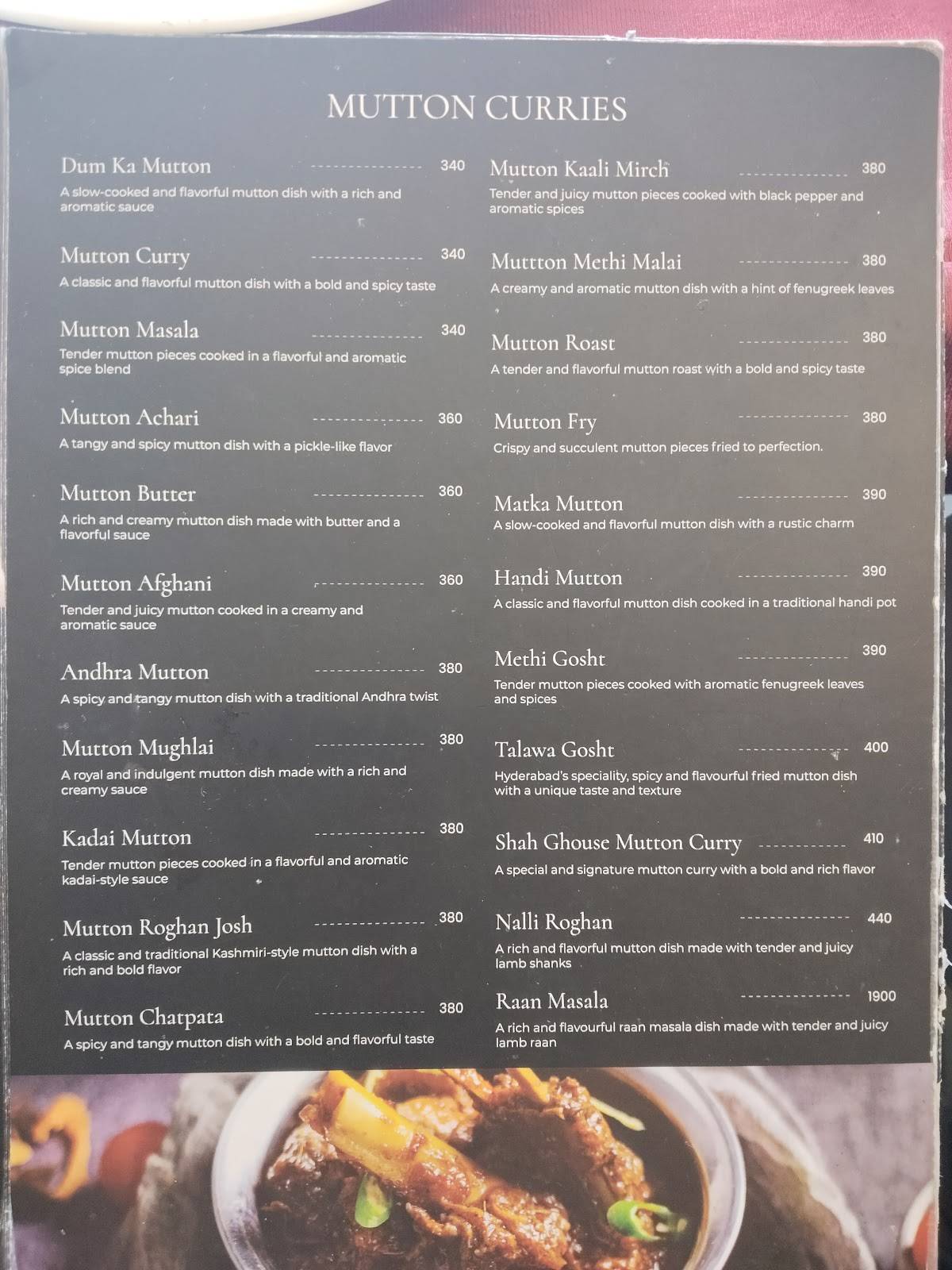 Shah Ghouse Restaurant menu