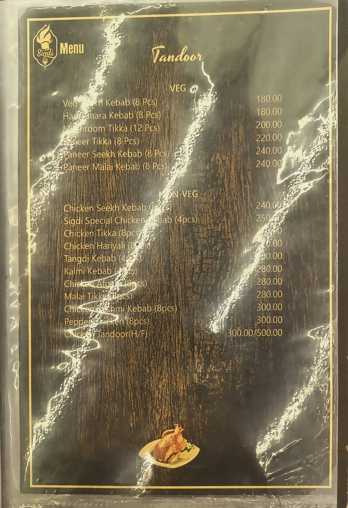 Sigdi MultiCuisine Restaurant menu